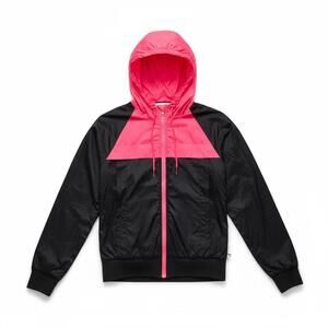 TNA Windbreaker Jacket Pink Black Hooded Athletic Streetwear Lightweight